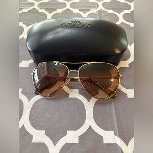 Coach Gold Aviator Sunglasses with Brown Lenses